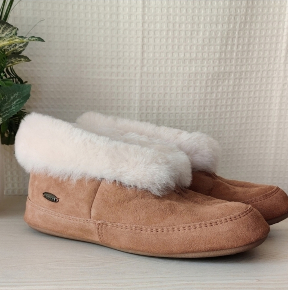 Acorn Men's Genuine Australian Sheepskin Fur Slipper Boots, Tan Size 8